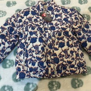 Free people Blue and White Floral Jacket